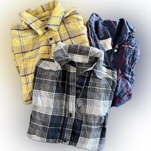 Women’s Flannel Plaid Cotton Long Sleeve Button Up Bundle Lot - 3 pieces